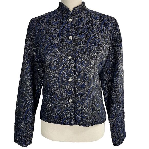 MSK Button Up Blazer Jacket Navy Blue - Picture 8 of 8